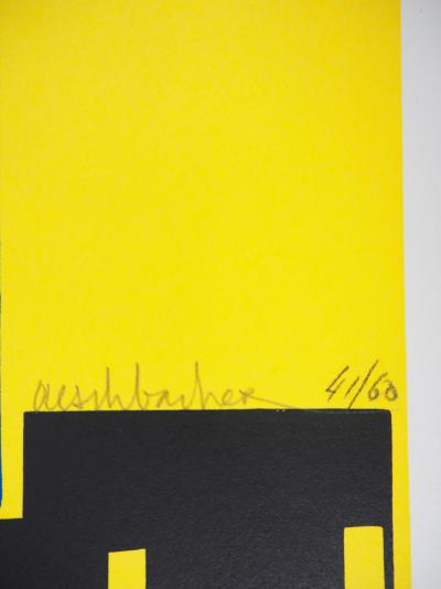 Arthur AESCHBACHER - Composition jaune,1990 sérigraphie originale signée 2