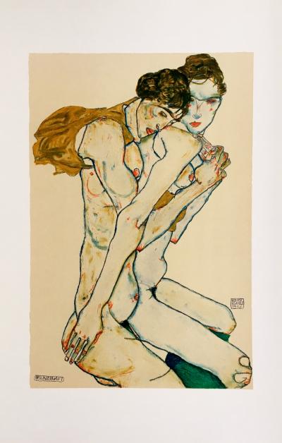 Egon SCHIELE (d’après) - Les deux amies, 1913 - Lithographie signée 2