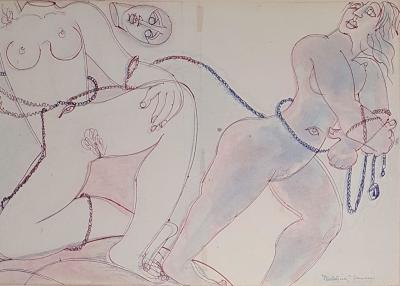Henry DE WAROQUIER - Les esclaves, 1938 - Triptyque de dessins, signé 2