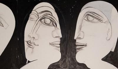 Henry DE WAROQUIER - Jeune Femme et son double, 1934 - Drawing 2
