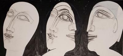 Henry DE WAROQUIER - Jeune Femme et son double, 1934 - Drawing 2