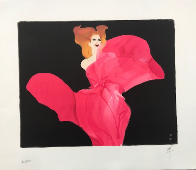 René GRUAU - Élégante en rose - Handsigned lithograph 2