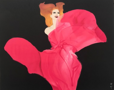 René GRUAU - Élégante en rose - Handsigned lithograph 2