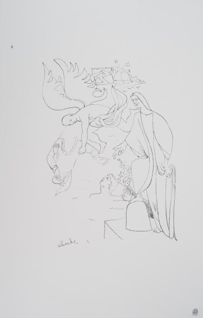 Jean COCTEAU - Saint-Pierre marche sur les eaux: lithographie authentifiée 2