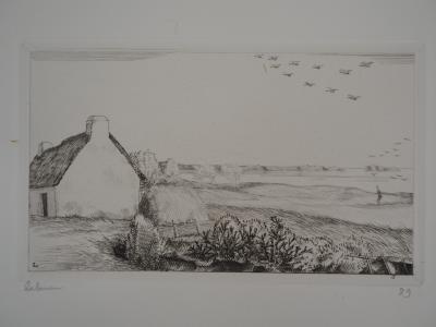 Jean-Emile LABOUREUR : La chaumière au bord de la mer - Eau-forte originale signée 2