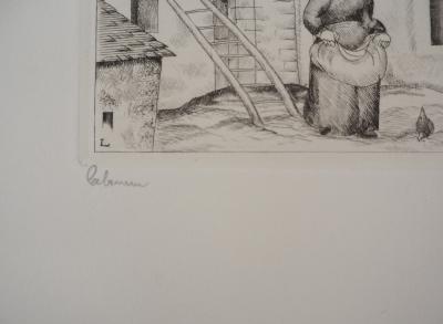Jean-Emile LABOUREUR : Paysage à la fermière - Eau-forte originale signée 2