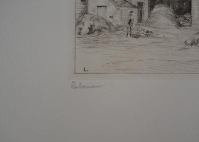 Jean-Emile LABOUREUR : Le puits du village - Eau-forte originale signée 2