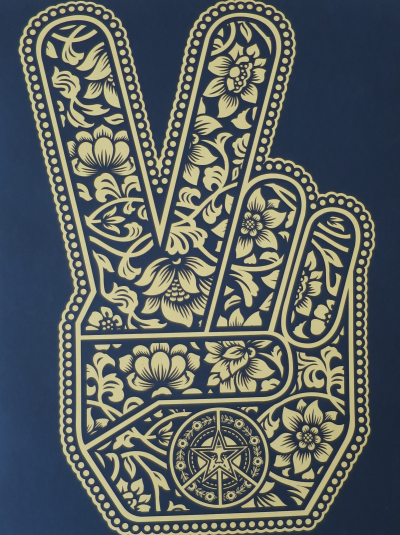 Shepard FAIREY (Obey) - End Gun Violence Together Peace Fingers, 2019 - Sérigraphie signée au crayon 2