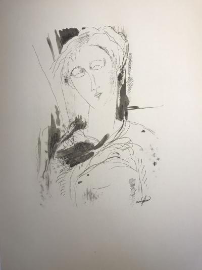 Amédéo MODIGLIANI (d’après) - Portrait, 1959 - Pochoir 2