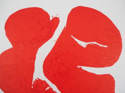 Simon HANTAI : Composition rouge - Lithographie originale 1968 2