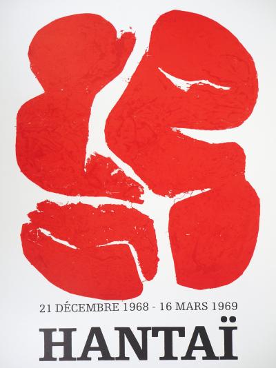 Simon HANTAI : Composition rouge - Lithographie originale 1968 2