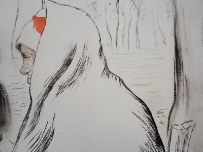 Louis LEGRAND : Grande mère avec sa petite fille - Gravure originale signée 2