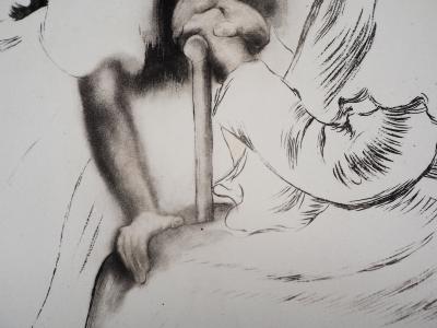 Louis LEGRAND : Grande mère avec sa petite fille - Gravure originale signée 2