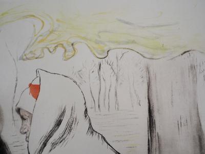 Louis LEGRAND : Grande mère avec sa petite fille - Gravure originale signée 2