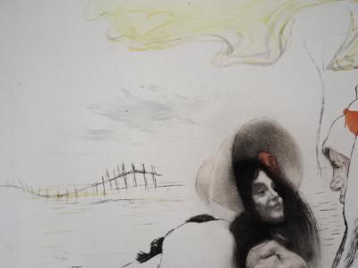 Louis LEGRAND : Grande mère avec sa petite fille - Gravure originale signée 2
