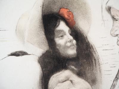 Louis LEGRAND : Grande mère avec sa petite fille - Gravure originale signée 2