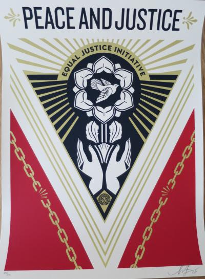 Shepard FAIREY (Obey) - Peace Justice, 2018 - Sérigraphie signée au crayon 2