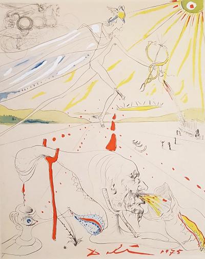 Salvador DALI - L’alchimiste, 1975 - Gravure originale sur papier japon réhaussée au pochoir et signée au crayon 2