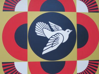 Shepard FAIREY (Obey) - Dove Geometric Jaune, 2017 - Sérigraphie signée au crayon 2