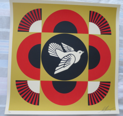 Shepard FAIREY (Obey) - Dove Geometric Jaune, 2017 - Sérigraphie signée au crayon 2