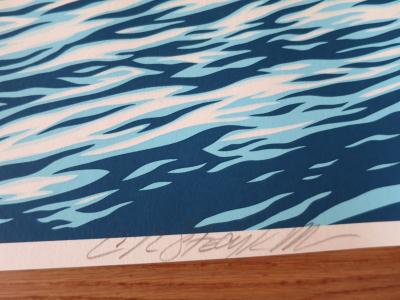 Shepard FAIREY (Obey) -P.O.P WAVE (Blue) X Craig Stecyk III, 2016 - Sérigraphie signée au crayon 2