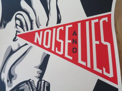 Shepard FAIREY (Obey) - Noises and Lies Cream, 2018 - Sérigraphie signée au crayon 2