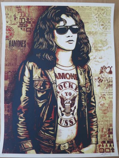 Shepard FAIREY (Obey) - Tommy Ramone (Red), 2016 - Sérigraphie signée au crayon 2