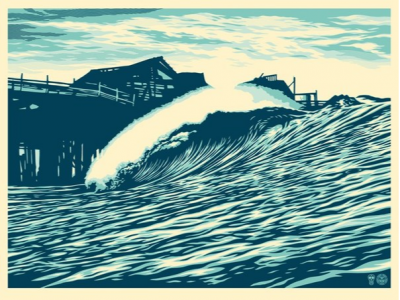 Shepard FAIREY (Obey) -P.O.P WAVE (Blue) X Craig Stecyk III, 2016 - Sérigraphie signée au crayon 2