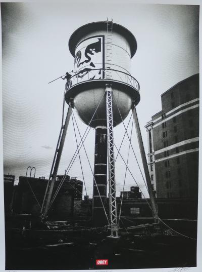 Shepard FAIREY (Obey) - Cover to overt Water Tower silver - Sérigraphie signée au crayon 2