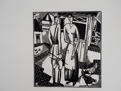 Jean-Emile LABOUREUR : La Belle Fermière - Bois gravé signé 2