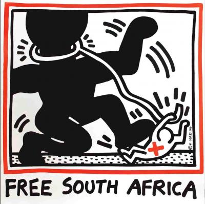 Keith HARING - Free South Africa,1985 - Affiche originale par impression offset 2