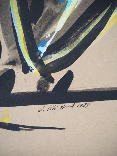 Jacques POLI : Les Perruches IV - Aquarelle originale signée 2