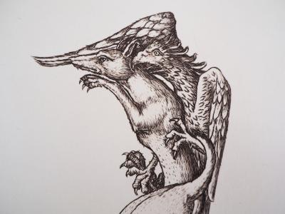 Cécile REIMS: Lapin, chien, loup et faucon - Gravure originale signée 2