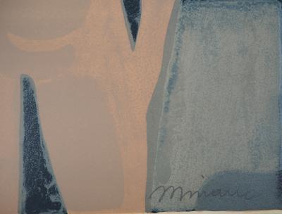 André MINAUX : Étreinte dans la nuit, - Lithographie originale Signée 2