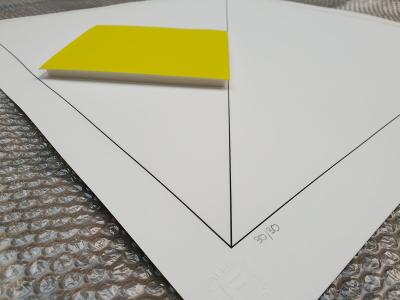 Gottfried HONEGGER - Composition 1 carré 3D ( jaune ) , 2015 - Sérigraphie signée au crayon 2