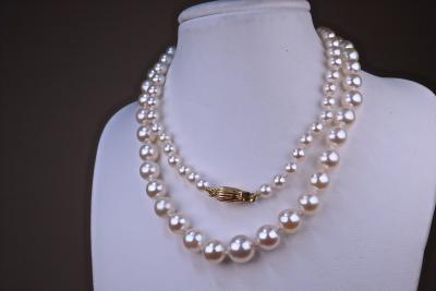 Collier de perles de culture Akoya du japon, en chute, fermoir en or jaune 2
