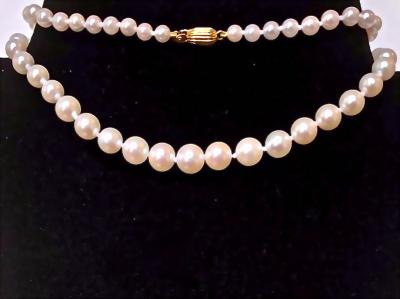 Collier de perles de culture Akoya du japon, en chute, fermoir en or jaune 2