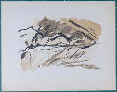 Édouard MANET - Olympia, 1865 - Original woodblock 2