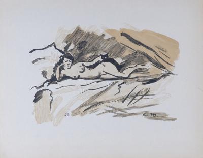 Édouard MANET - Olympia, 1865 - Original woodblock 2