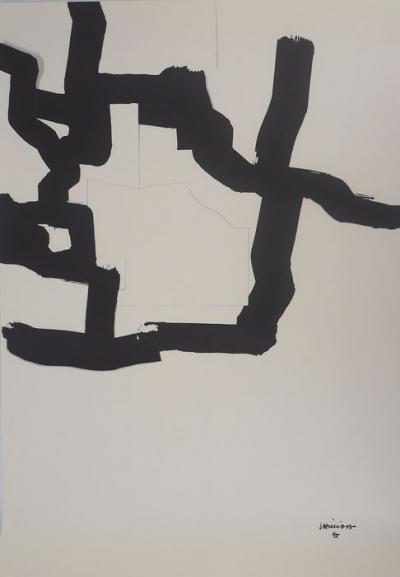 Eduardo CHILLIDA - Abstraction noir et blanc - Lithographie signée 2