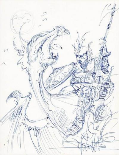 Philippe DRUILLET - Guerrier - Dessin signé 2