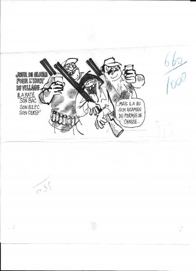 Jean CABU - Jour de gloire pour l’idiot du village - Dessin original 2