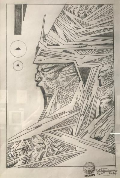 Philippe DRUILLET - Guerrier, circa 2017 - Dessin original signé 2