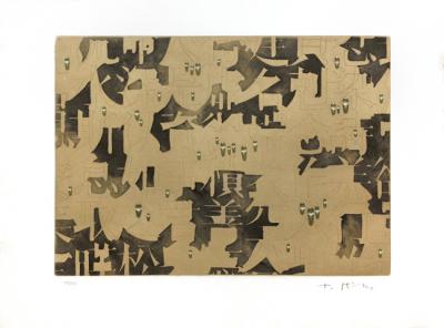 Kim Tschang-Yeul - Water Drops and Calligraphy, 1995 - original hand signed engraving 2
