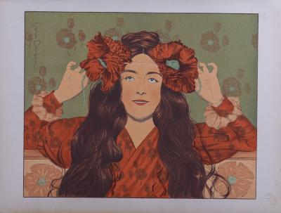 Gaston DARBOUR - Jeune Fille aux Coquelicots, vers 1897 - Lithographie 2