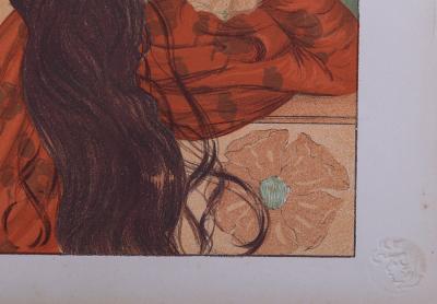 Gaston DARBOUR - Jeune Fille aux Coquelicots, vers 1897 - Lithographie 2
