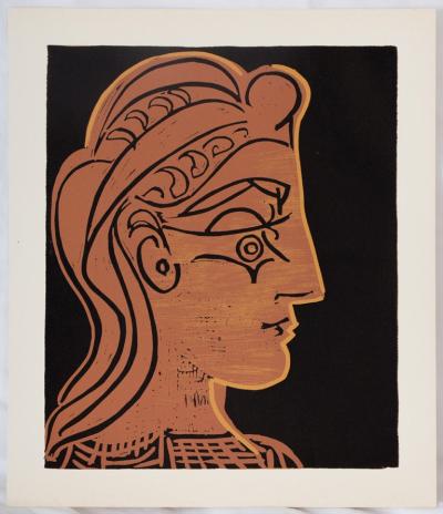 Pablo PICASSO (d’après) : Femme de profil - Linogravure 2
