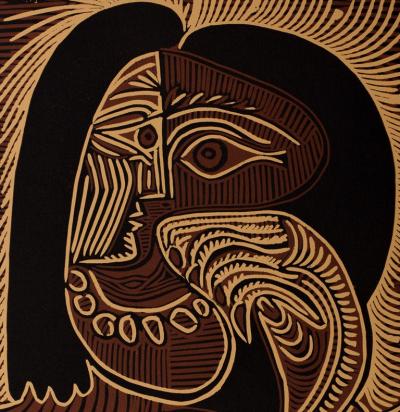 Pablo PICASSO : Femme au collier - Linogravure (1962) 2