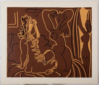 Pablo PICASSO : Femmes au réveil - Linogravure (1962) 2