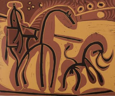 Pablo PICASSO : Picador et Taureau - Linogravure (1962) 2